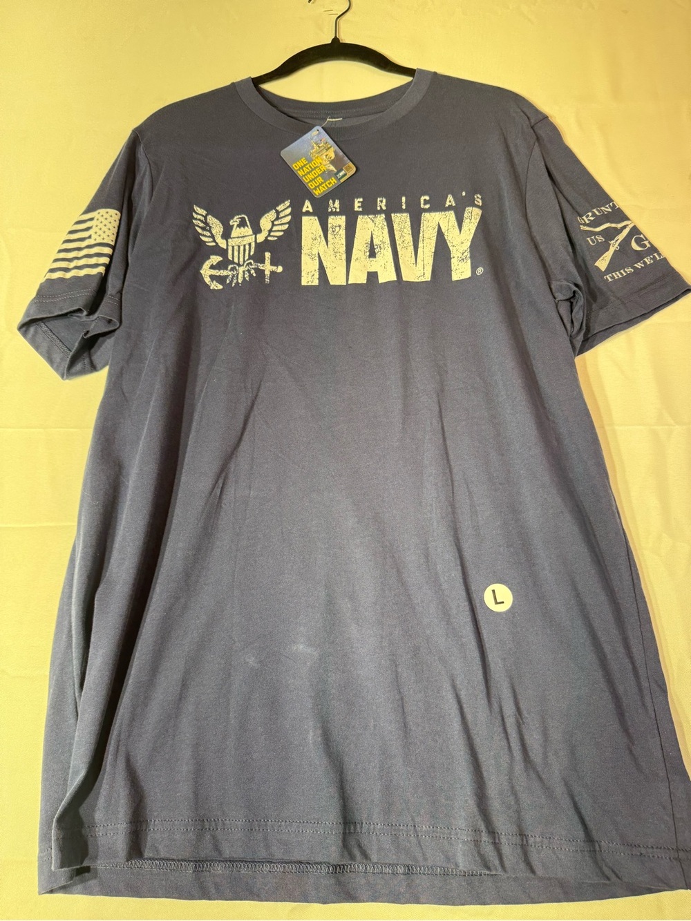 New Grunt Style Large Navy Blue America's Navy Ship Happens Graphic Tee